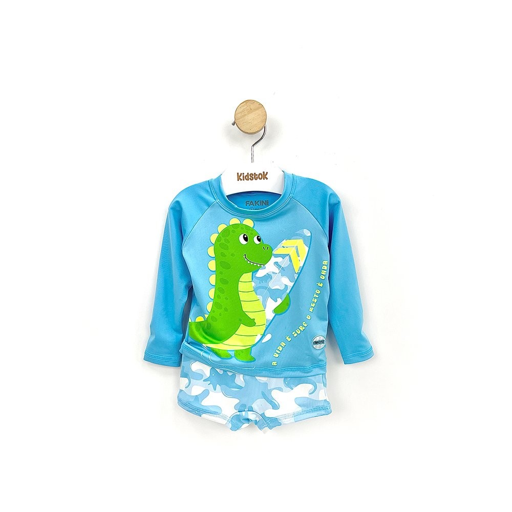 Conjunto Menino Camiseta Sunga UV Dinossauro - Fakini em Oferta na Shopee