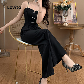 (Trendy) Lovito Macacão Casual com zíper liso para mulheres L132ED318 em Oferta na Shopee