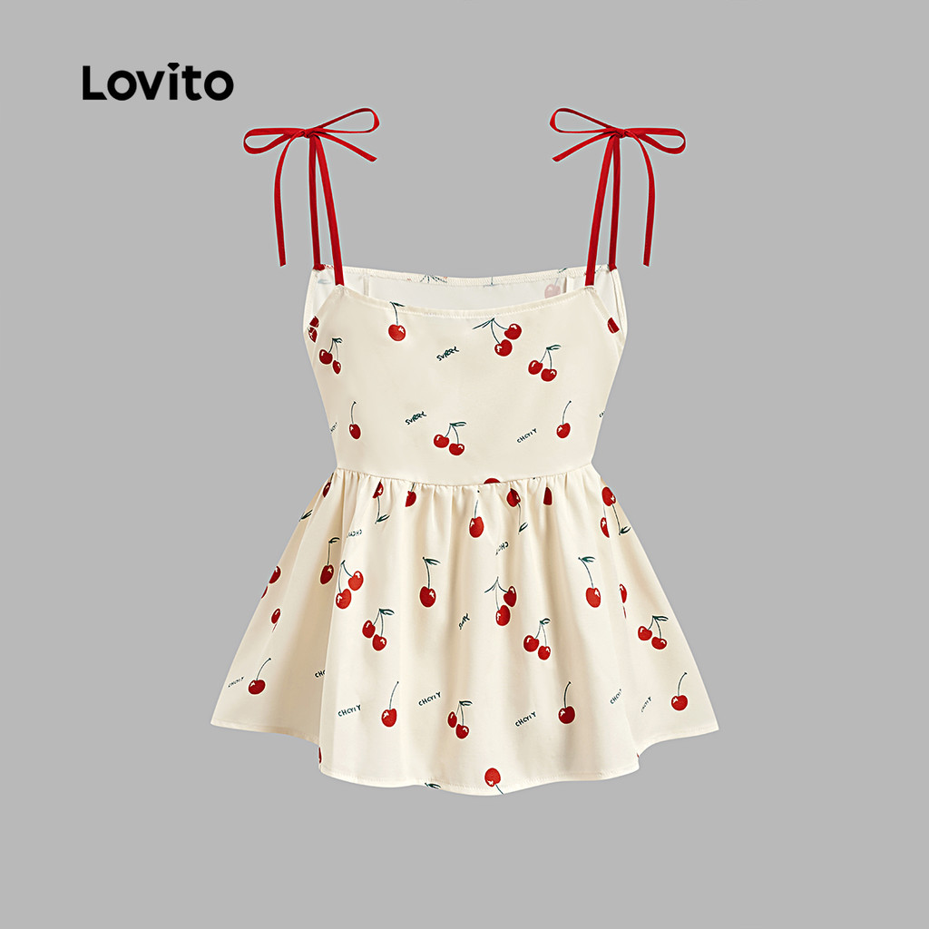 (Trendy) Lovito Regata feminina fofa com estampa Floral Ditsy com cadarço L125AD255 em Oferta na Shopee