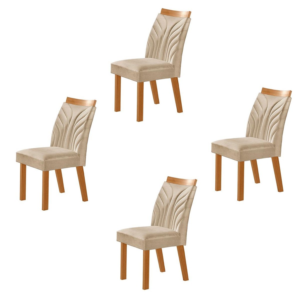 Conjunto de 4 Cadeiras Veneza com Tecido Linho Encosto Alto em Oferta na Shopee