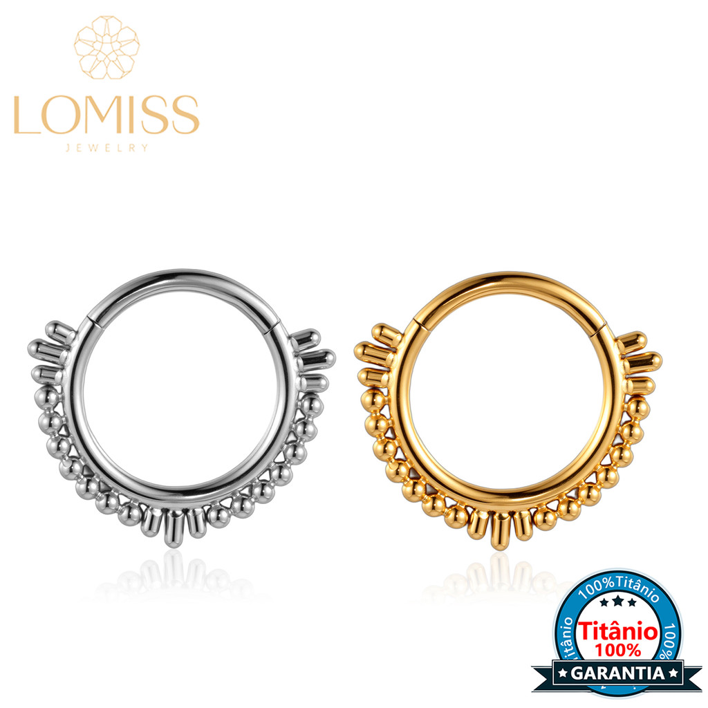 Piercing Septo Argola Titânio Segmento Articulado Bolinhas Helix Rook Conch Nariz Orelha Boca Earring Daith em Oferta na Shopee