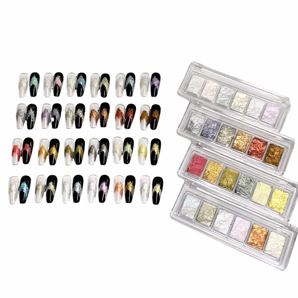 Paleta Glitter Cremoso - Kit 6 Cores Nail Art - D&Z