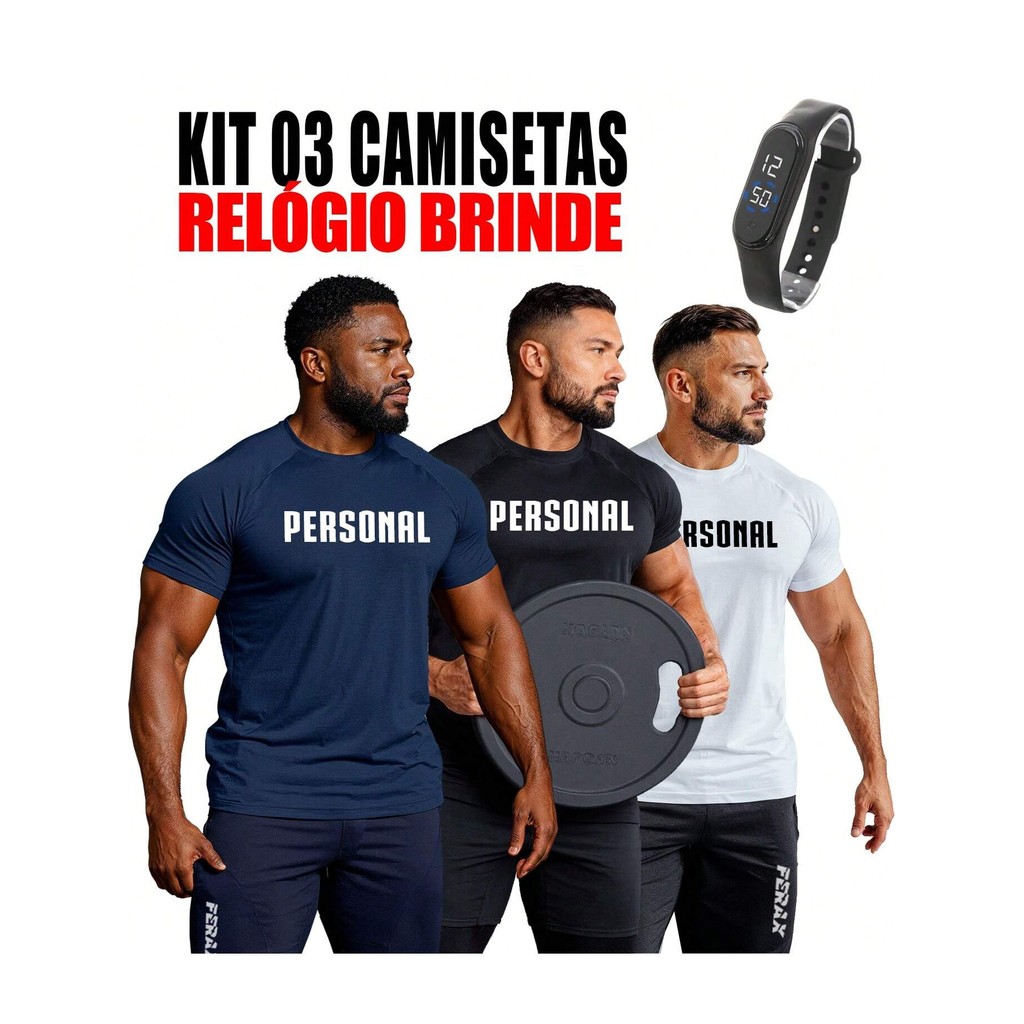 Camiseta Masculina Dryfit  PERSONAL treino academia Fitness corrida crossfit.