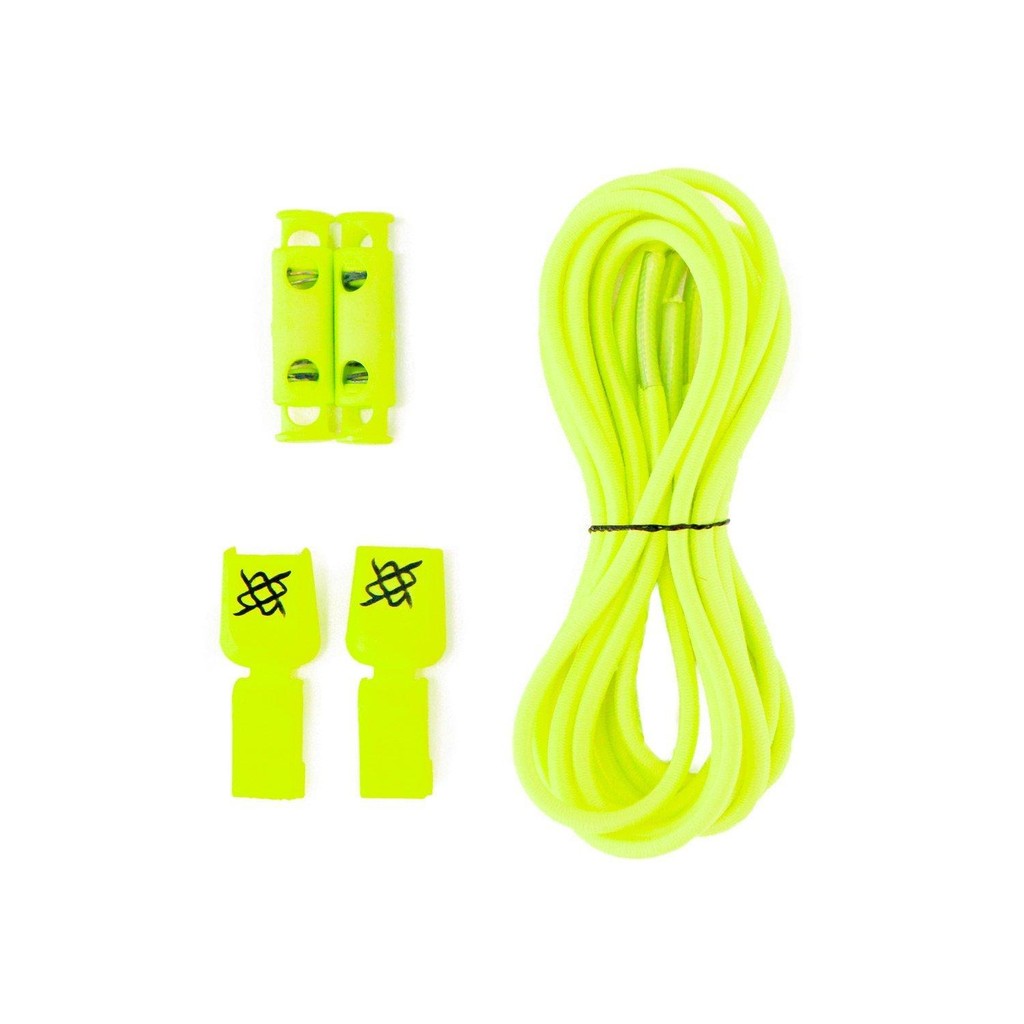 Cadarço Elástico para Tênis Hupi Laces 1 Par, Cor:  Amarelo Neon Liso  | Sem Nó, Ajuste Fácil, Ideal para Corrida em Oferta na Shopee
