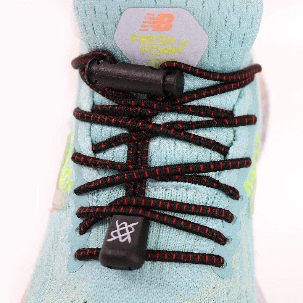 Cadarço Elástico para Tênis Hupi Laces 1 Par, Cor: Preto Risca Vermelho | Sem Nó, Ajuste Fácil, Ideal para Corrida em Oferta na Shopee