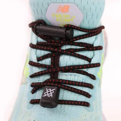 Cadarço Elástico para Tênis Hupi Laces 1 Par, Cor: Preto Risca Vermelho | Sem Nó, Ajuste Fácil, Ideal para Corrida