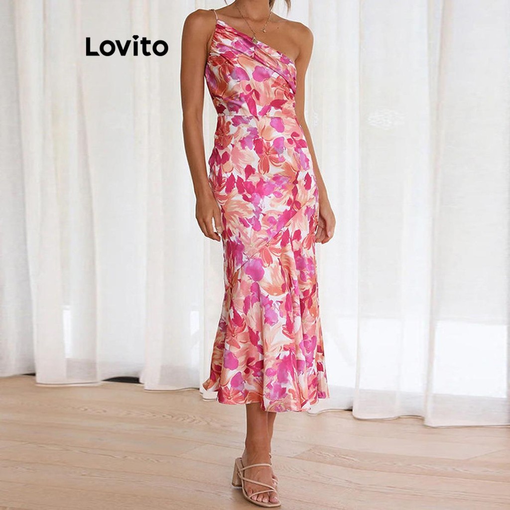 Lovito Vestido Boho Floral Ombro Frio Babado Vestido De Verão/Primavera Para Mulheres LNL77344 - Women Clothes