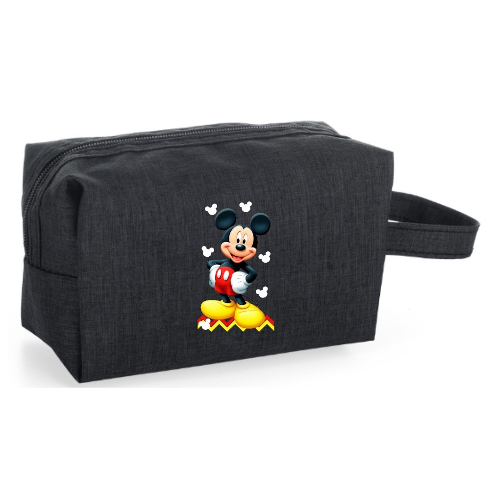 Nécessaire Resistente Água Nylon Porta Cosméticos Viagem Organizador Higiene Estampa "Mickey"