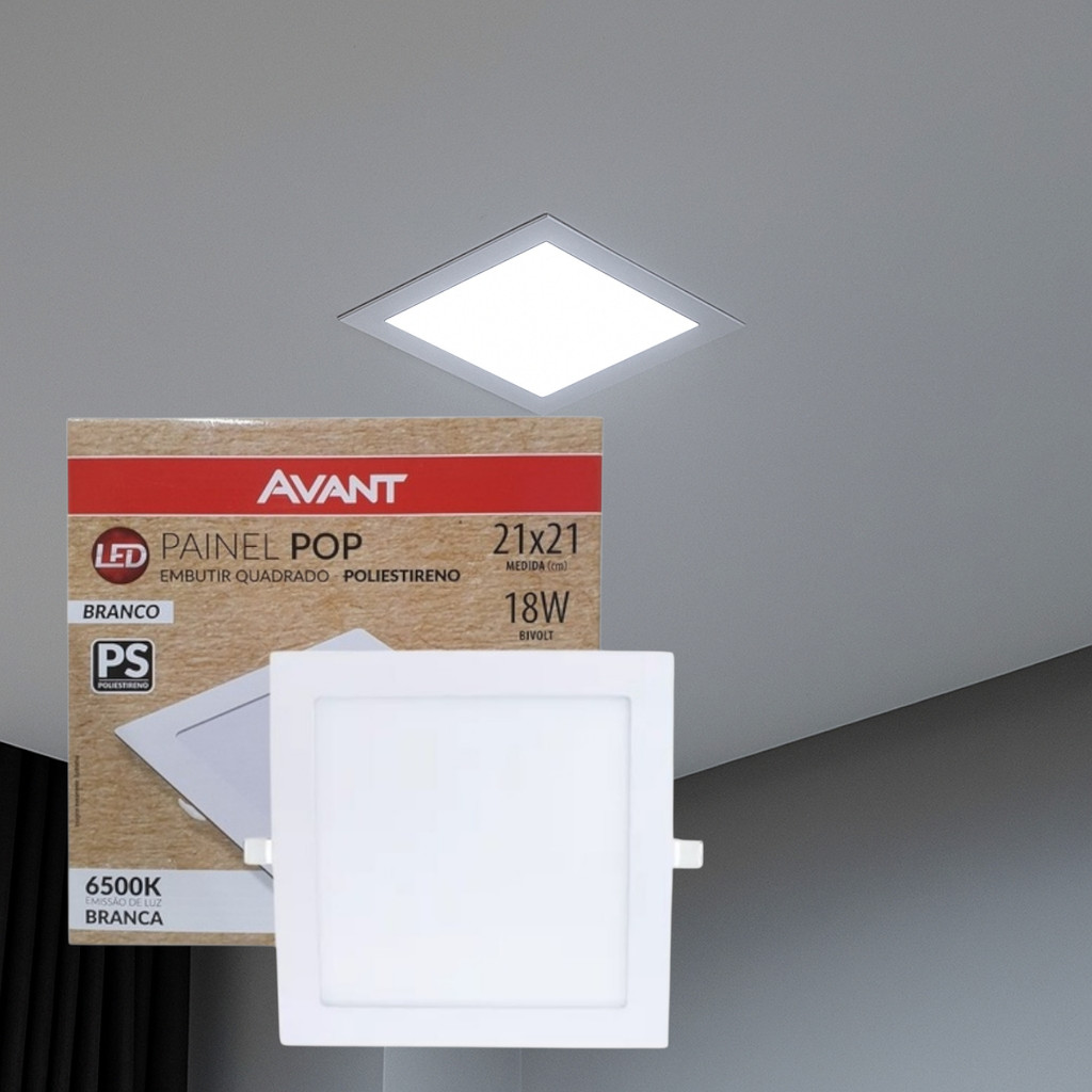 Kit 2 Painel Plafon Lâmpada Luminária Led Embutir 18w Branco em Oferta na Shopee