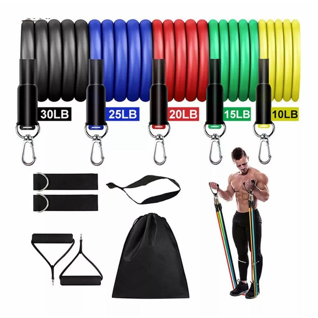 Kit Extensores Elásticos para Treino em Casa | Musculação e Fitness | Resistência e Força