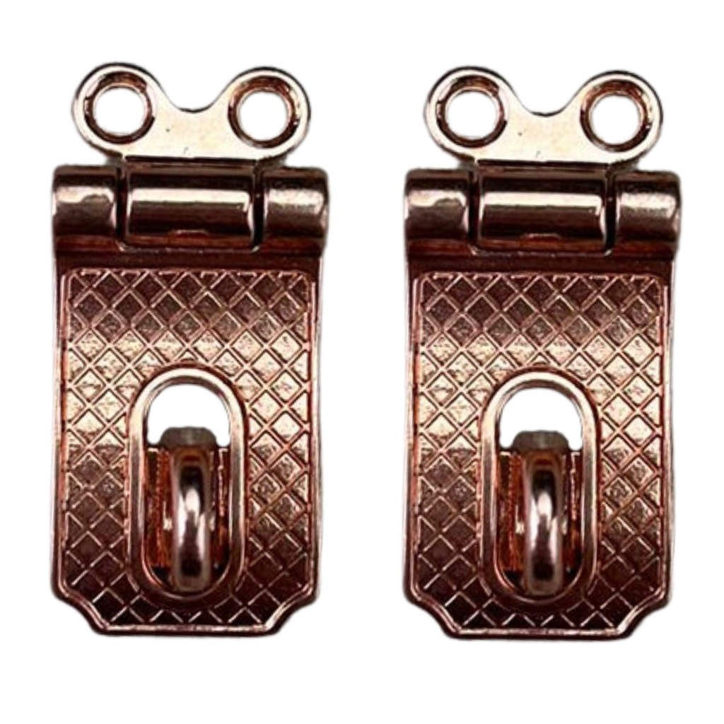 Fecho Porta Cadeado em Metal Cobre 4x2cm Kit com 2 peças Acessório Decoração Artesanato Ferragem