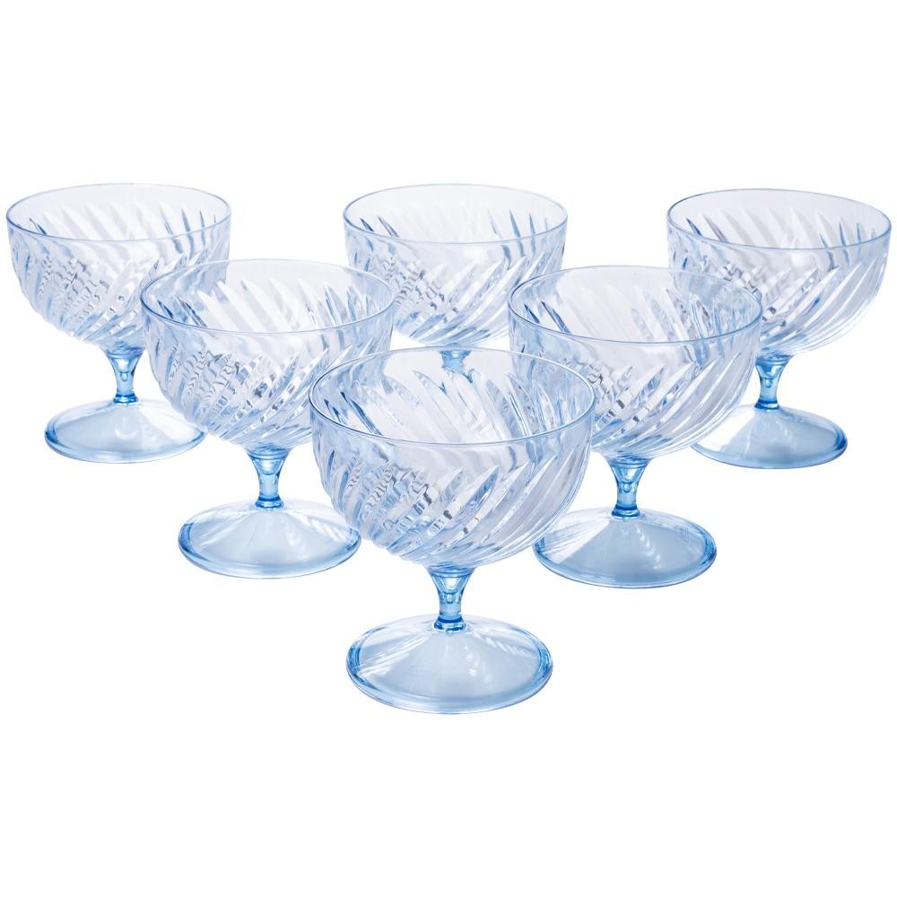 Jogo de Taças de Sobremesa 6 Peças Twist Azul Plástico 350 ml Plasútil em Oferta na Shopee