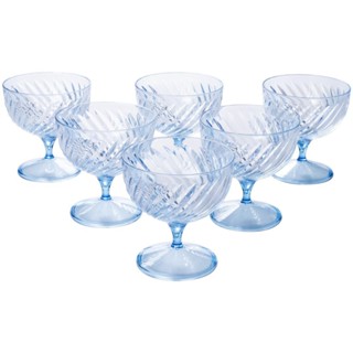 Jogo de Taças de Sobremesa 6 Peças Twist Azul Plástico 350 ml Plasútil em Oferta na Shopee