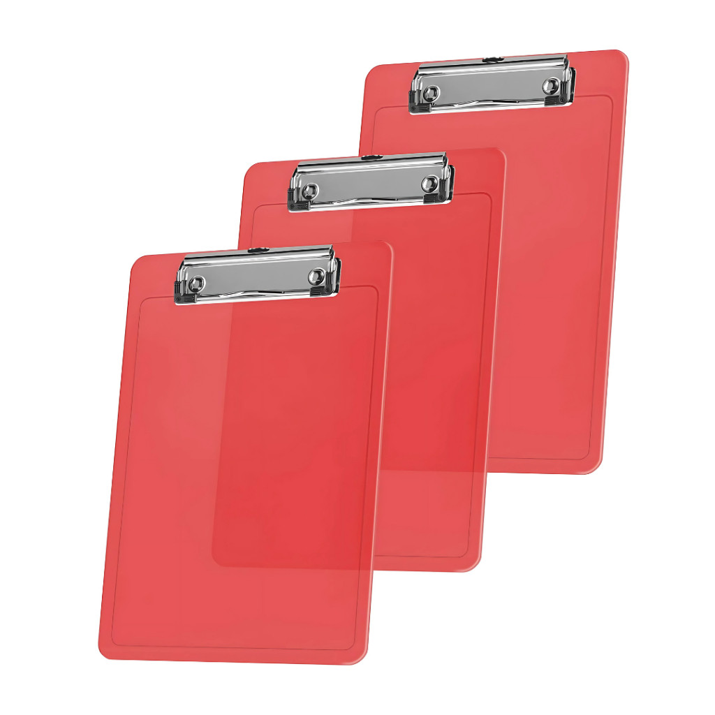 Kit 3 Prancheta 1/2 Oficio Tamanho A5 Com Prendedor Metálico Wire Clip Acrimet 137 Vermelho Vermelha - Acrimet