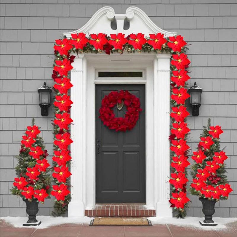 2 Cordão De Flor Artificial Decoração Natal Natalino Bico De Papagaio