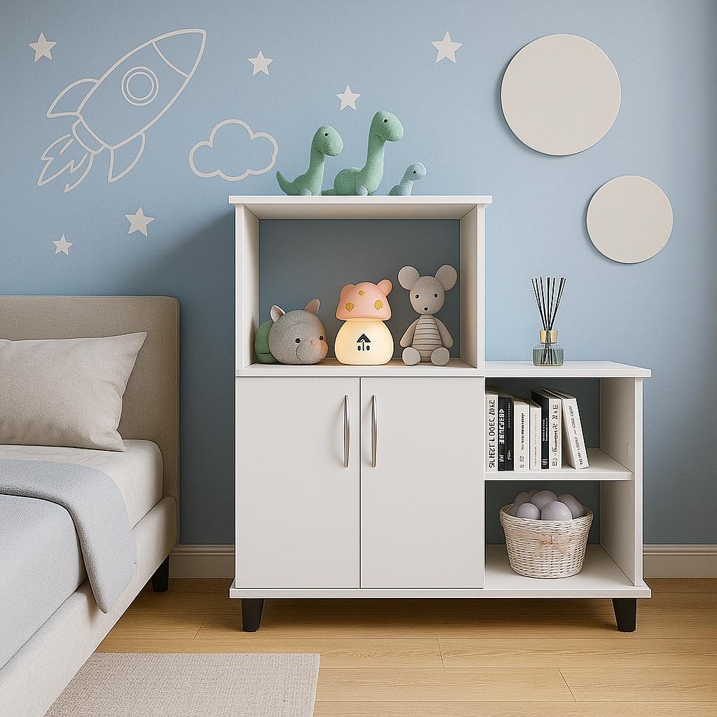 Balcão com Fruteira com 2 Portas – Suporte para Microondas sem Rodinhas · foto 2