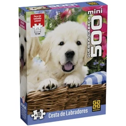 Mini Quebra-cabeça 500 peças Cesta de Labradores