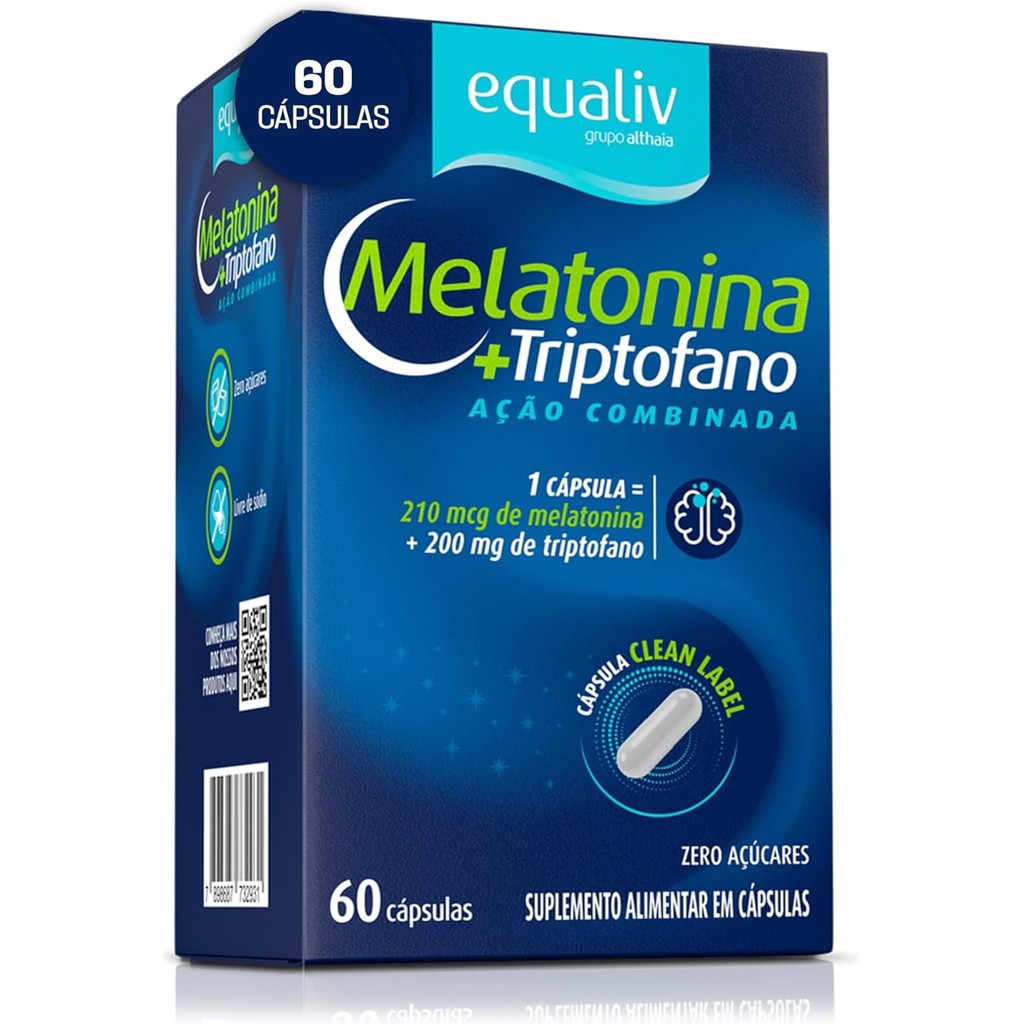 Suplemento Alimentar Equaliv Melatonina+Triptofano Com 60 Cápsulas em Oferta na Shopee