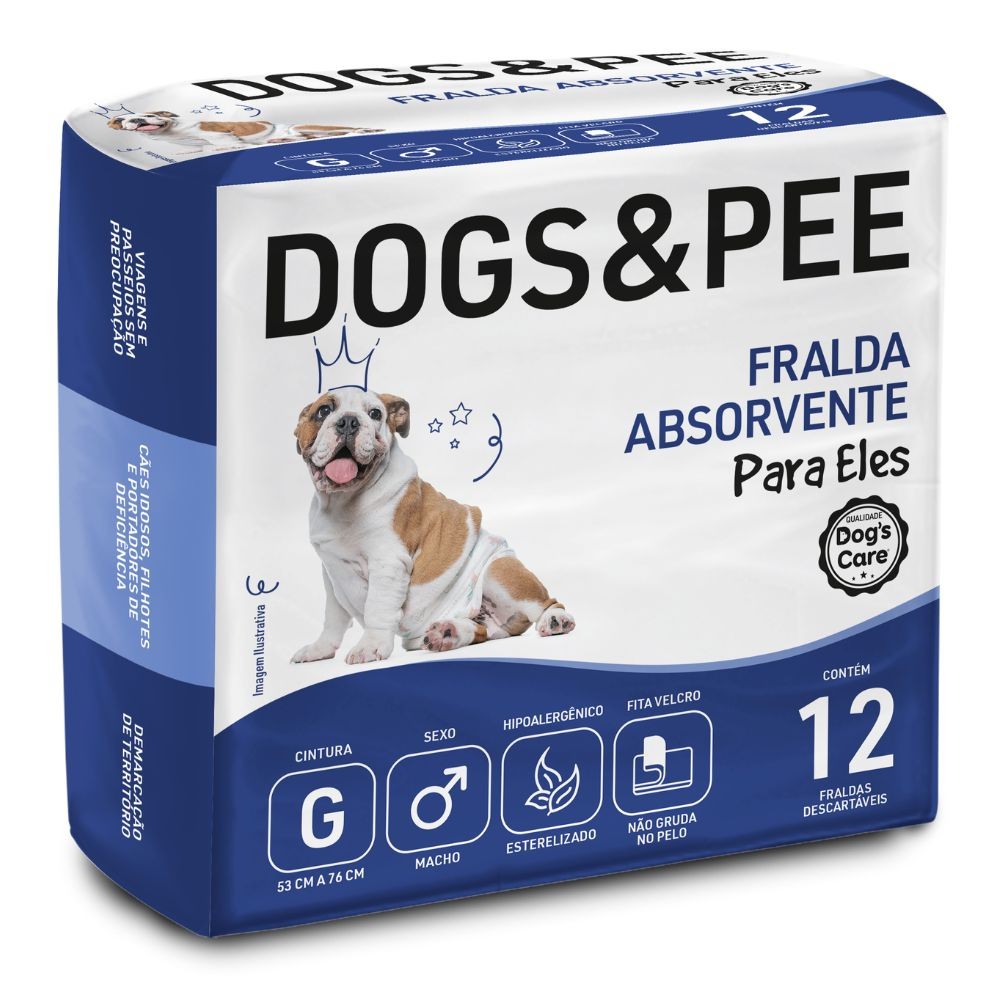 Fralda Higiênica Descartável p/ cães Macho Dogs & Pee G 12Un em Oferta na Shopee