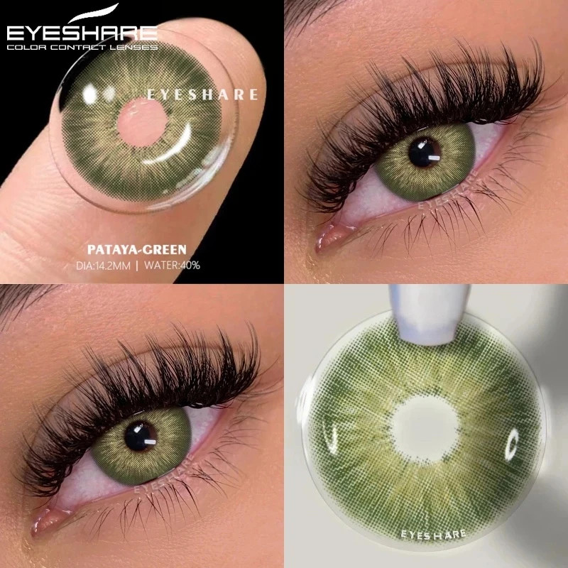 1 Par De Lentes De Contato De Cor Verde Para Olhos Com Estojo , Envio Rápido Série PATTAYA