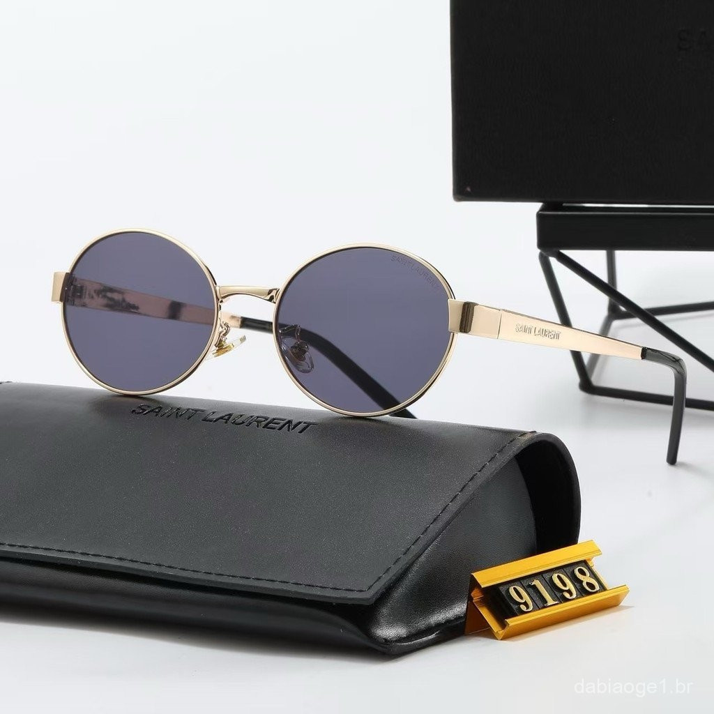 Óculos de Sol Masculinos Anti-UV Preto Dourado Oval Pequena Armação Moda Retro Hip Hop Metal Óculos de Sol Femininos 2K5