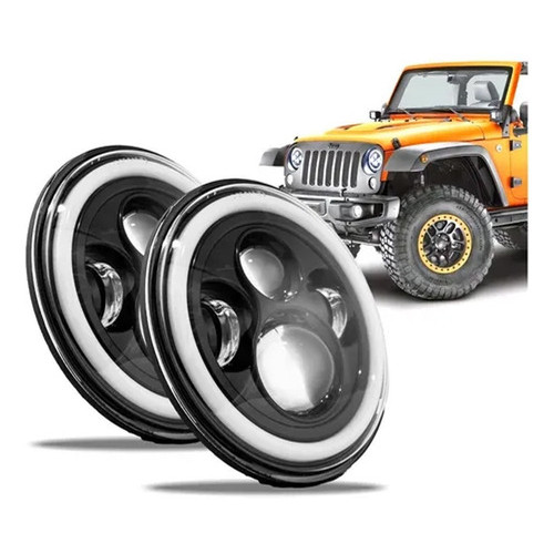 2 Farol de Led Principal ou Milha Angel Eyes Olhos de Anjo Defender Jeep Troller Fusca Kombi 7 polegadas Perfomance