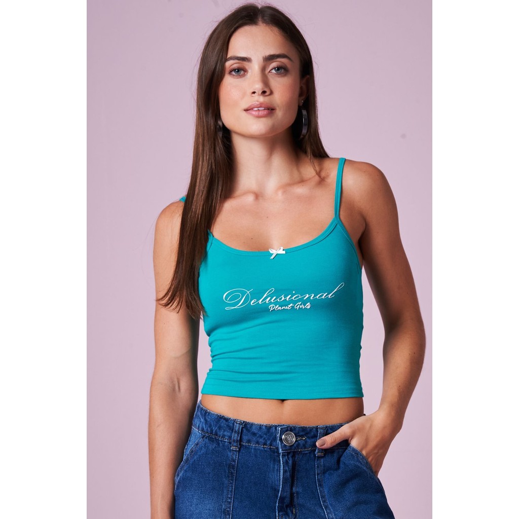 Regata Feminina Delusional Planet Girls Verde em Oferta na Shopee