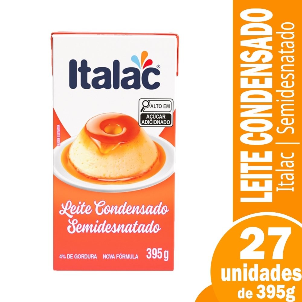 Leite Condensado Semidesnatado Italac Tetra Pack 395g - Embalagem c/ 27 unidades em Oferta na Shopee