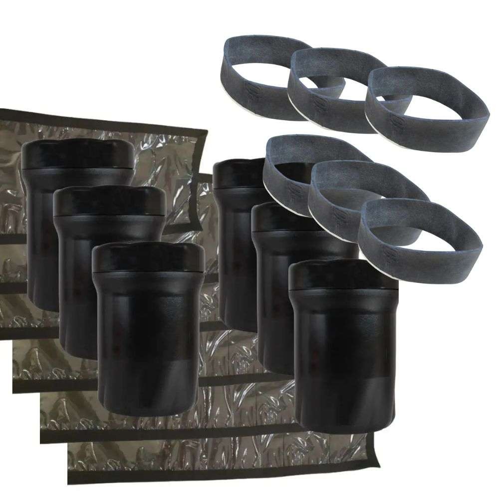 Kit 6 Potes Médios + 6 Ligas de Borracha + 6 Organizadores Militar Pretos em Oferta na Shopee