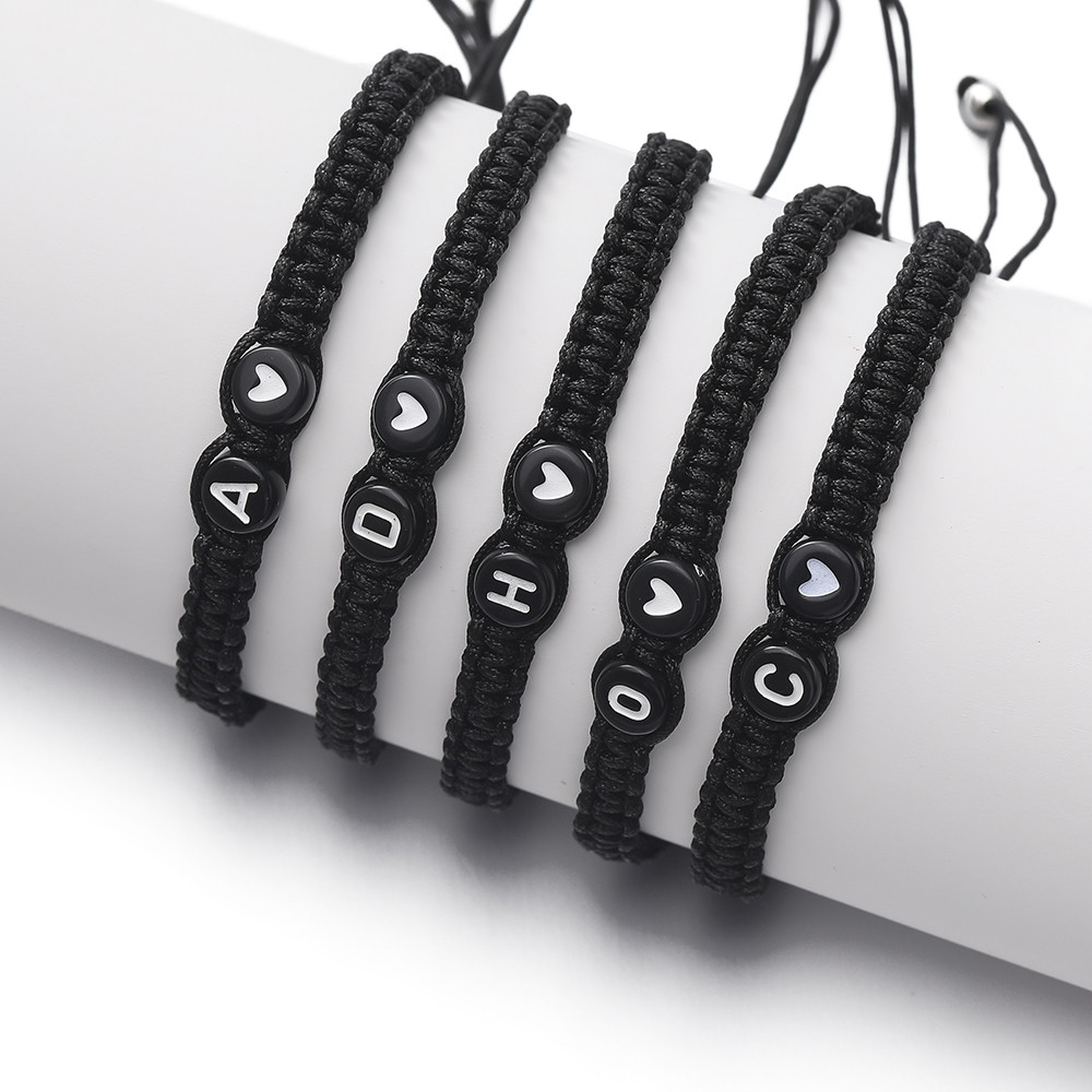 Pulseira Minimalista De Casal Preto Tecido Carta De Amor Design Presente Romântico Para Ela Ele Simples Amor Ajustável em Oferta na Shopee