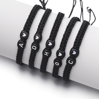 Pulseira Minimalista De Casal Preto Tecido Carta De Amor Design Presente Romântico Para Ela Ele Simples Amor Ajustável em Oferta na Shopee