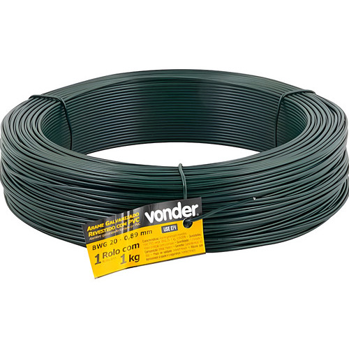 Arame Revestido com PVC para Cerca Cercado Tela Alambrado Verde BWG 20 1kg Vonder
