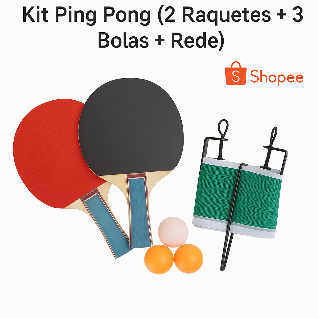 Kit Tênis de Mesa Ping Pong Diversão Garantida Em Família Com Rede Raquetes Bolas Esporte Saudável Para Todas As Idades