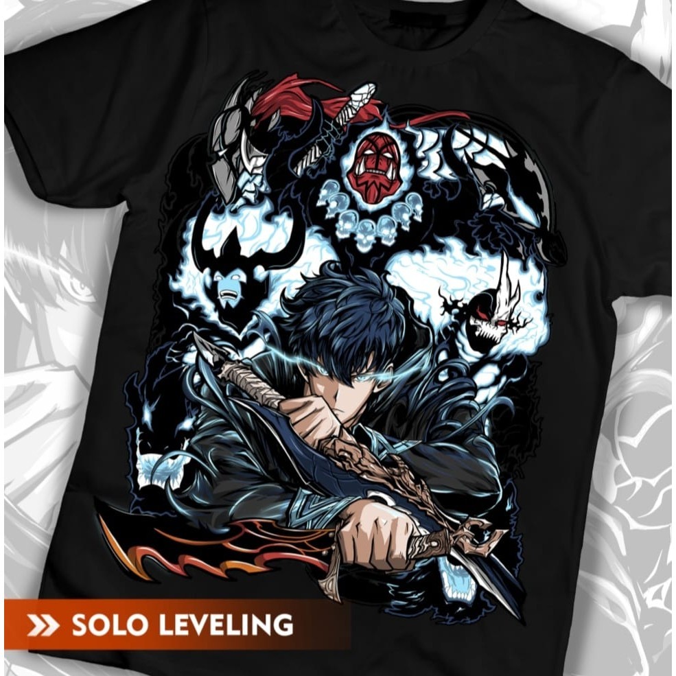 Camiseta Solo Leveling Anime Unissex Preta 100% Algodão Lançamento