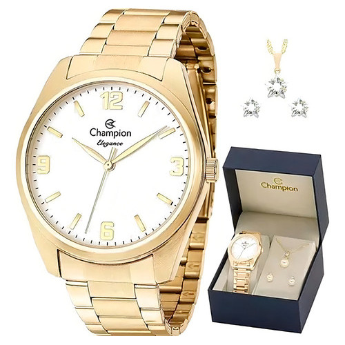 Kit Relógio Champion Feminino Elegance Com Colar e Brincos CN26046W em Oferta na Shopee