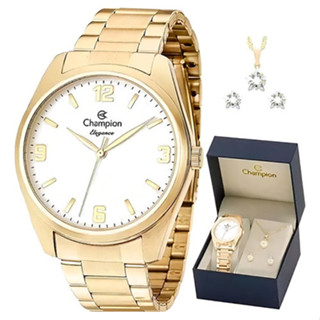 Kit Relógio Champion Feminino Elegance Com Colar e Brincos CN26046W em Oferta na Shopee