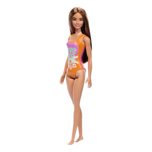 Boneca Barbie Praia Morena Maio Laranja Hxx50 Mattel