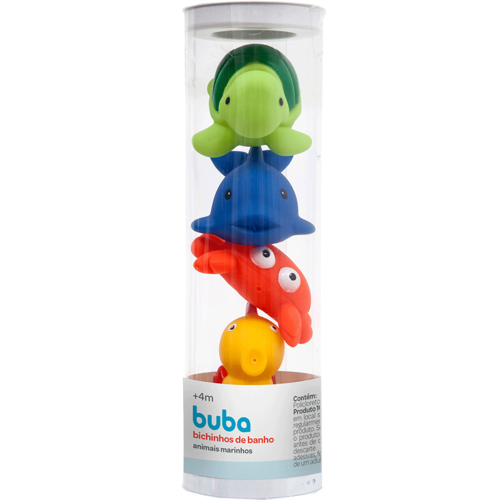 KIT 4 BICHINHOS DE BANHO ANIMAIS MARINHOS BUBA
