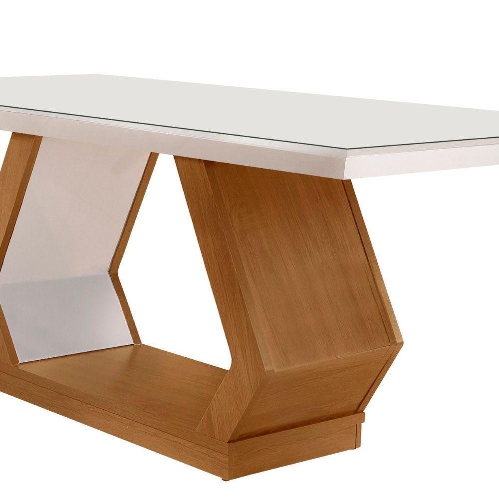 Detalhes do Mesa Sala De Jantar Lara 180cm Off White/ Imbuia/ Serig. Off