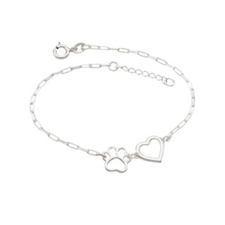 Pulseira Feminina de Prata 925 Coração e Patinha de Cachorro Vazadas em Oferta na Shopee
