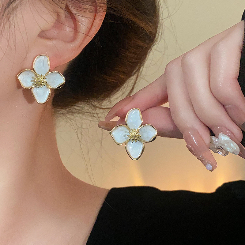 DREJEW 2 Peças De Brincos De design Em Forma De Flor Com Agulha De Prata Para Mulheres Alta Qualidade