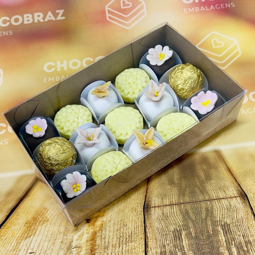 10~50 CAIXA COM VISOR KRAFT (15 DOCES) - KRAFT 10,5x4x17,5 ID5048 (IDEIA) ESSENCIAL - Stationery