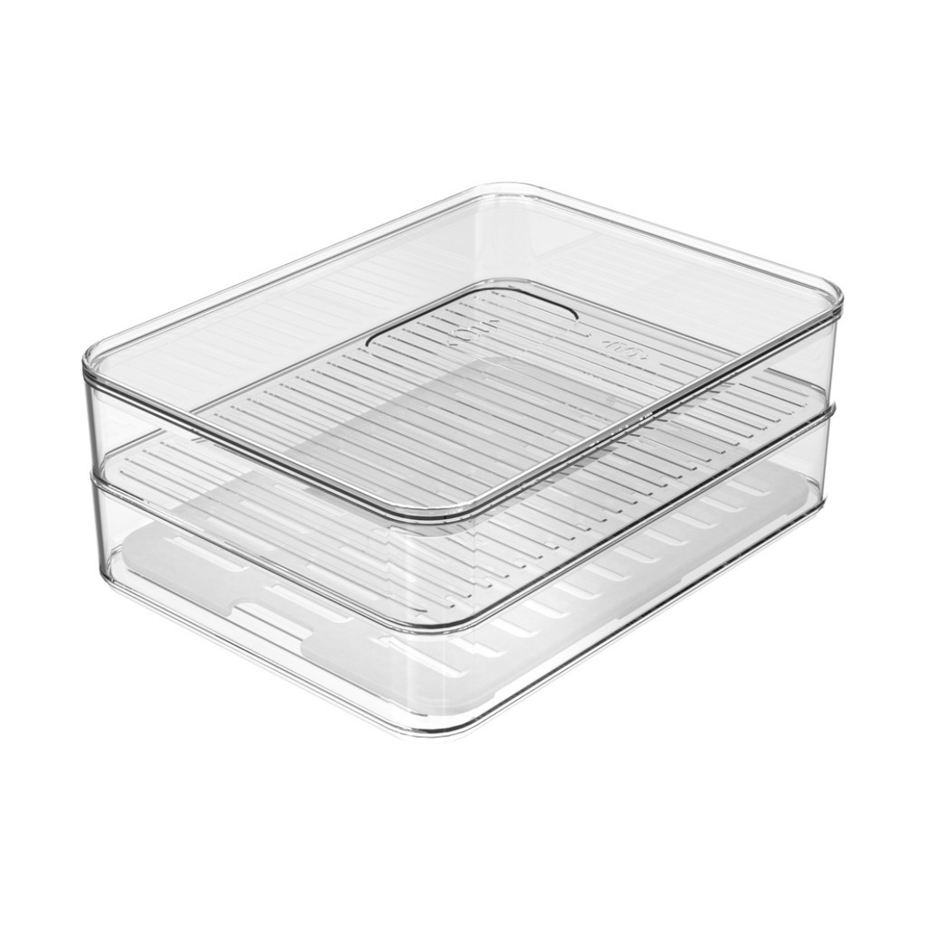 Organizador De Geladeira Clear Fresh Porta Frios Duplo Cozinha Presunto Queijo Salame Ou - Incolor