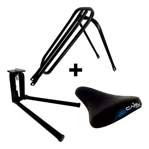 Kit Garupa Reta Bh + Descanso Central Cavalete + Selim Banco Cairu AMS 507 Bmx