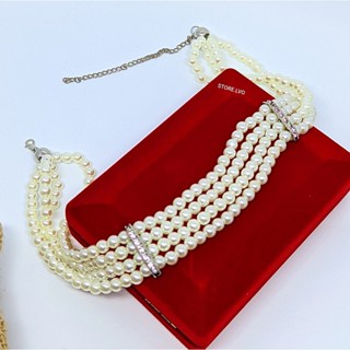 Colar Choker Feminino 4 voltas pérolas Branca Gargantilha Folheado Prata Luxo para Festa Balada formatura Tendência Moda em Oferta na Shopee