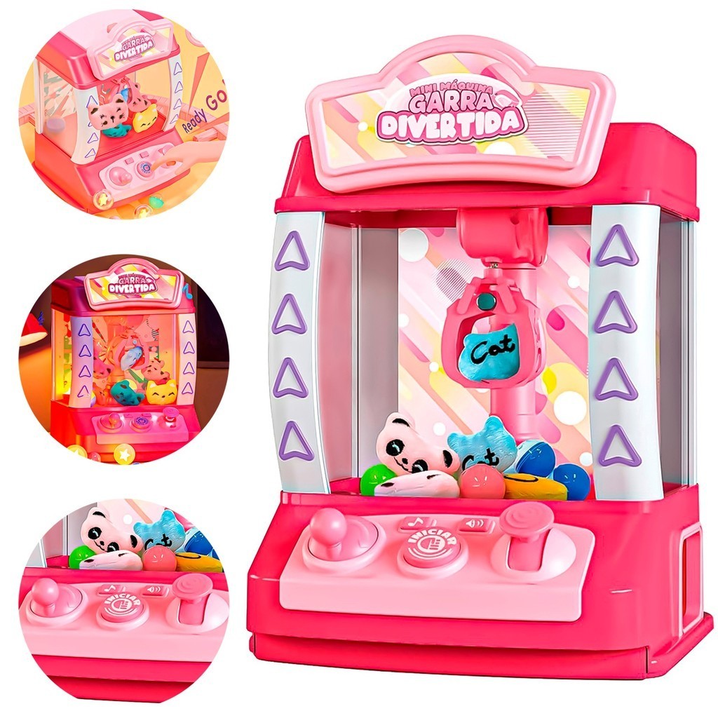 Máquina De Pegar Ursinhos De Pelúcia Portátil Brinquedo Infantil Divertido Com Luz E Som - Dm Toys
