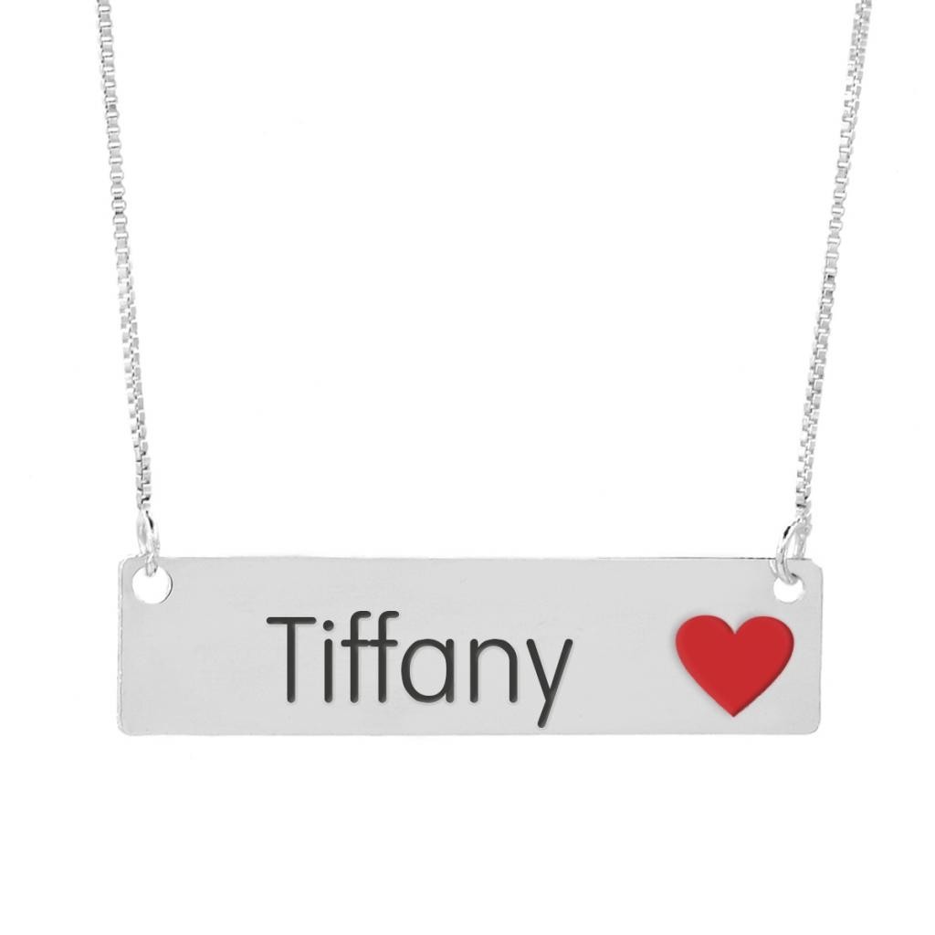 Colar Semijoia Nome Personalizado Coração Resinado Tiffany Banhado em Prata 1000 - 999001974