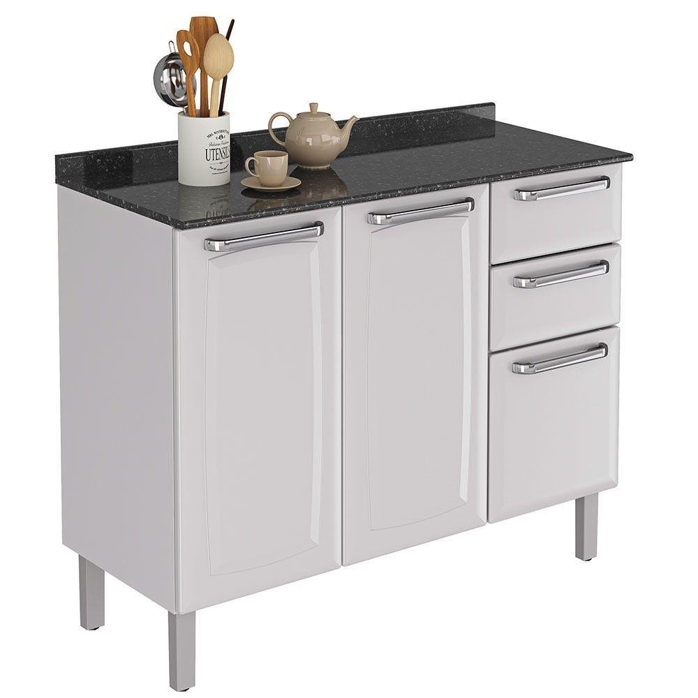 Balcão De Cozinha Luce Em Aço 3 Portas E 2 Gavetas Itatiaia Branco Neve em Oferta na Shopee