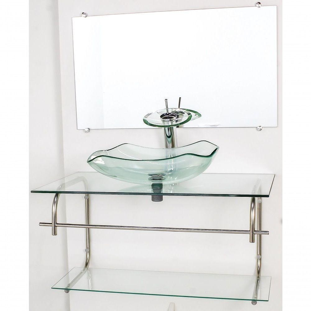 Gabinete De Vidro Inox 90cm Cuba Abaulada Incolor - Home & Living