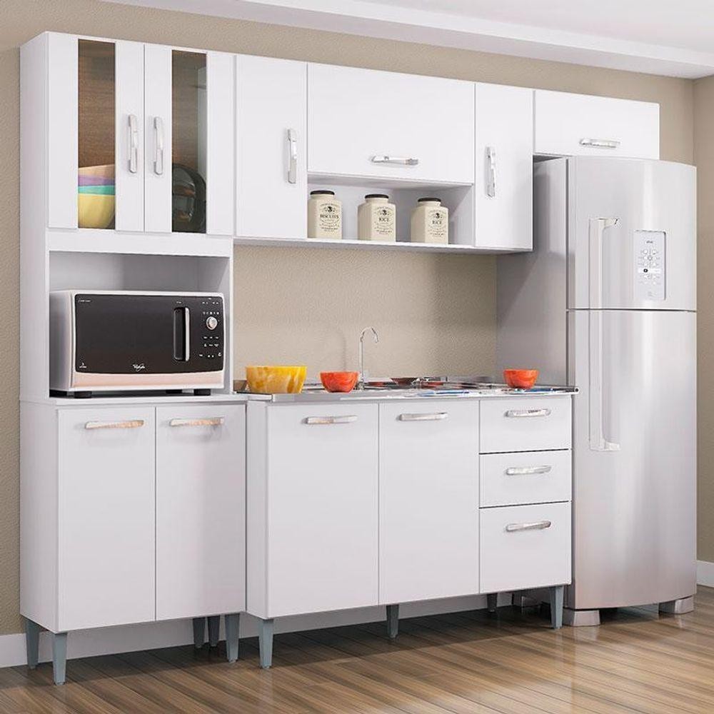 Cozinha Com Balcão De Pia Lavínia Branco - Poquema em Oferta na Shopee